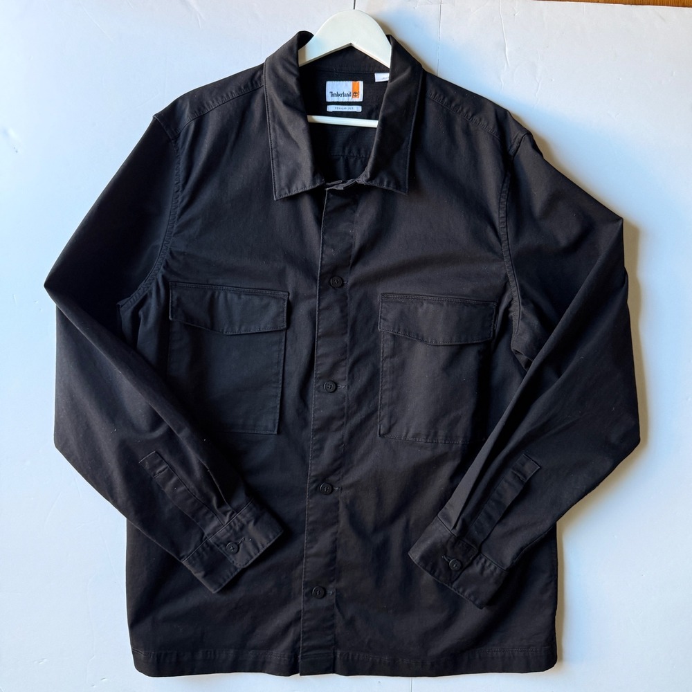 Timberland Mens Black Regular‎ Fit Button Down Shirt Jacket Size XL Pockets
